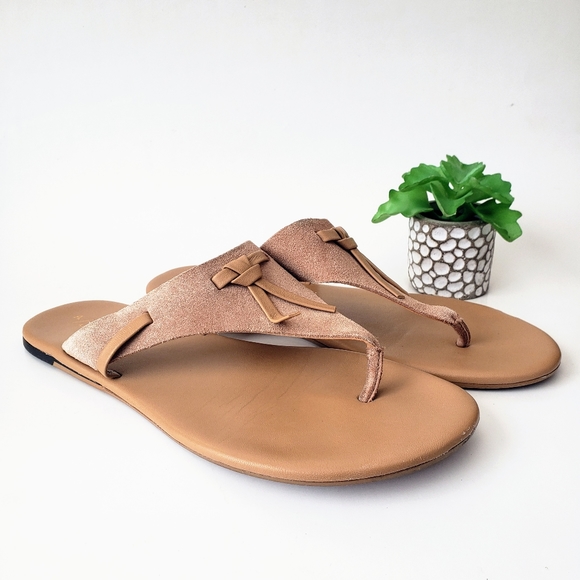Anthropologie Lace-Up Casual Tan Brown Suede Leather Flip Flop Thong Sandals 10 - Picture 8 of 13